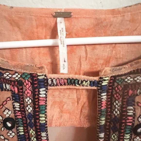 Free People Market Place Embroidered Bohemian Maxi Tunic Blouse - Picture 6 of 15